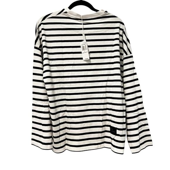 Joshua Sanders Women's Striped Graphic T-Shirt Long Sleeve Marine Size Large NWT - Picture 2 of 11